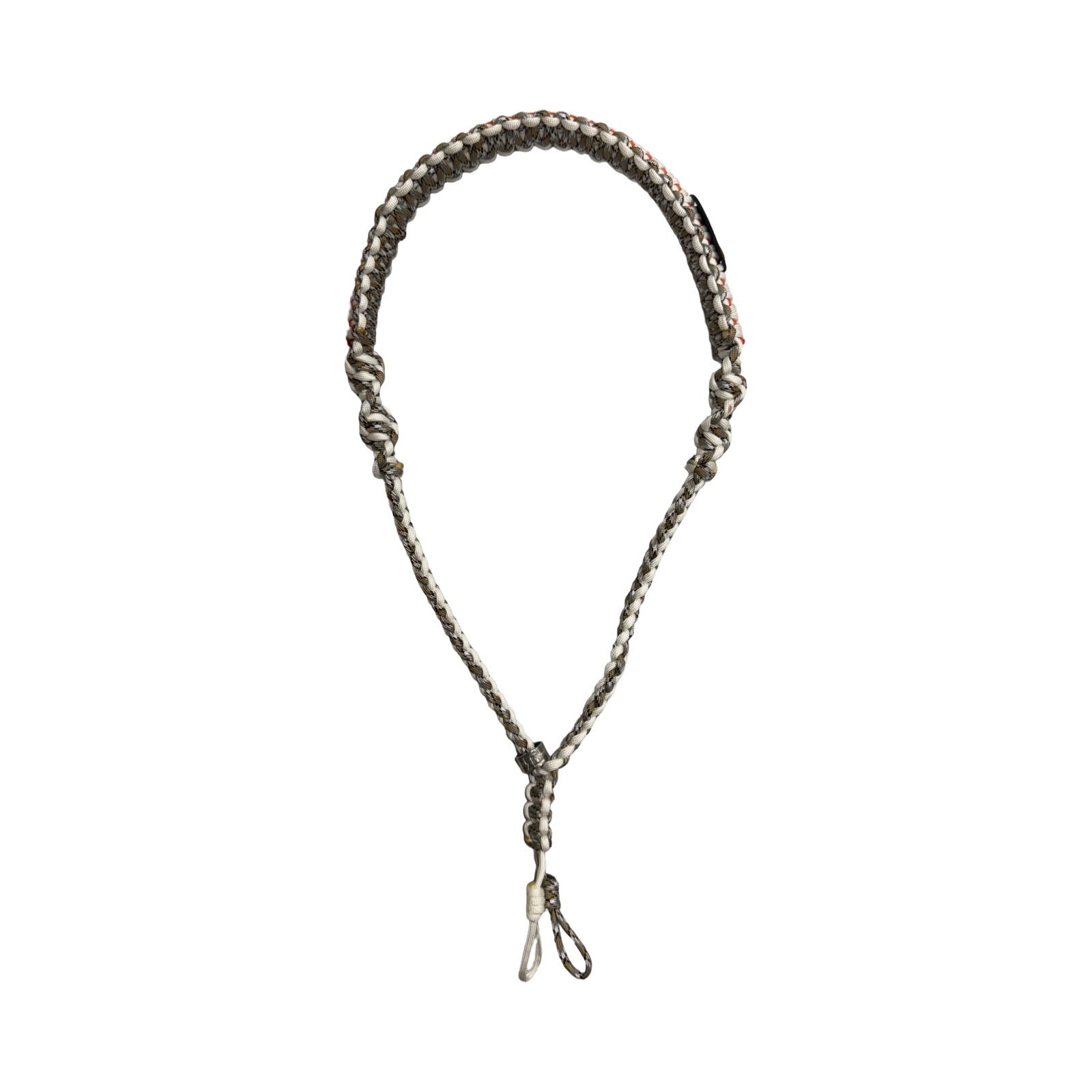 Braided lanyard with metal clip on a white background