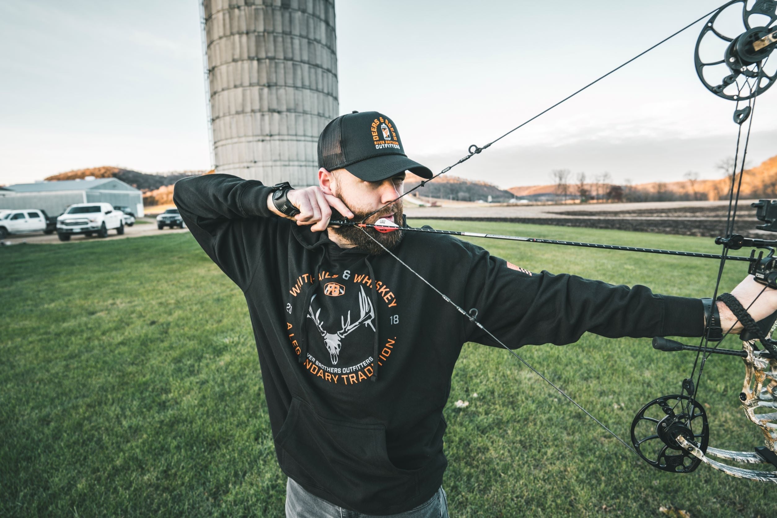 Whitetails & Whiskey Hoodie - Black - River Brothers Outfitters